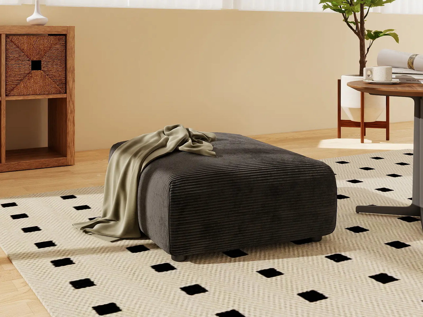 Sofás modulares modernos Matrix | Otomanas de pana negra de una pieza