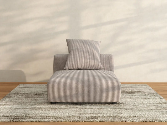 1 Piece Brown Corduroy Armless Single Sofa 1 Seater