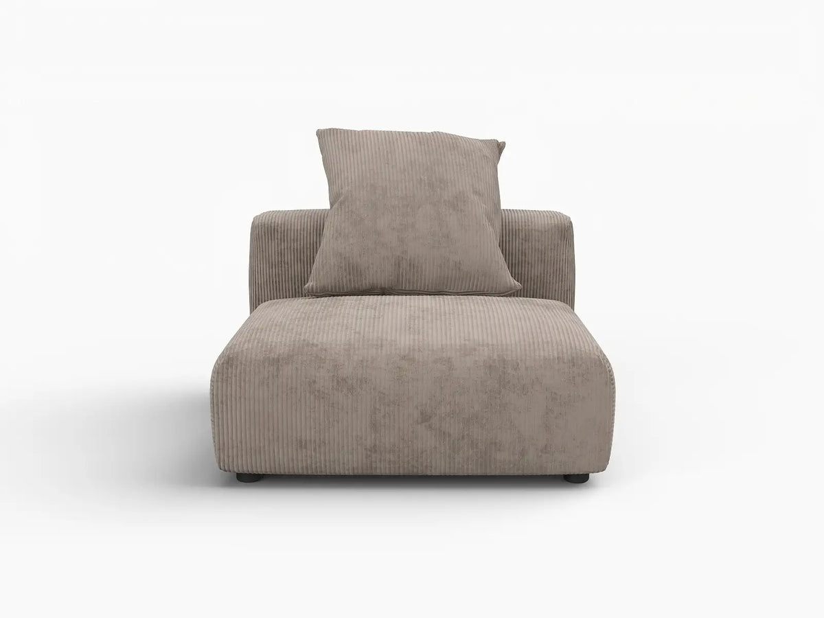 1 Piece Brown Corduroy Armless Single Sofa 1 Seater