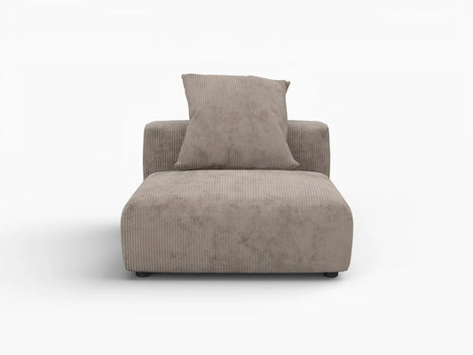 1 Piece Brown Corduroy Armless Single Sofa 1 Seater