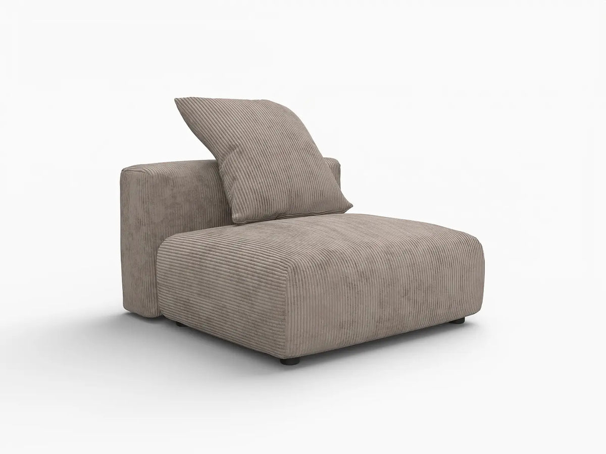 1 Piece Brown Corduroy Armless Single Sofa 1 Seater
