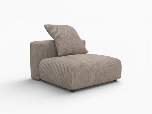 1 Piece Brown Corduroy Armless Single Sofa 1 Seater