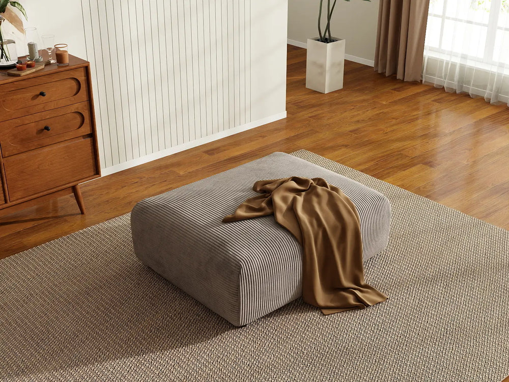 Matrix Modern Modular Sofas | 1-Piece Brown Corduroy Ottomans