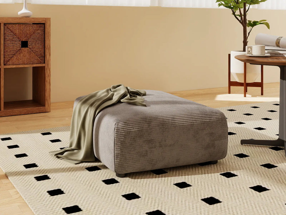 Matrix Modern Modular Sofas | 1-Piece Brown Corduroy Ottomans