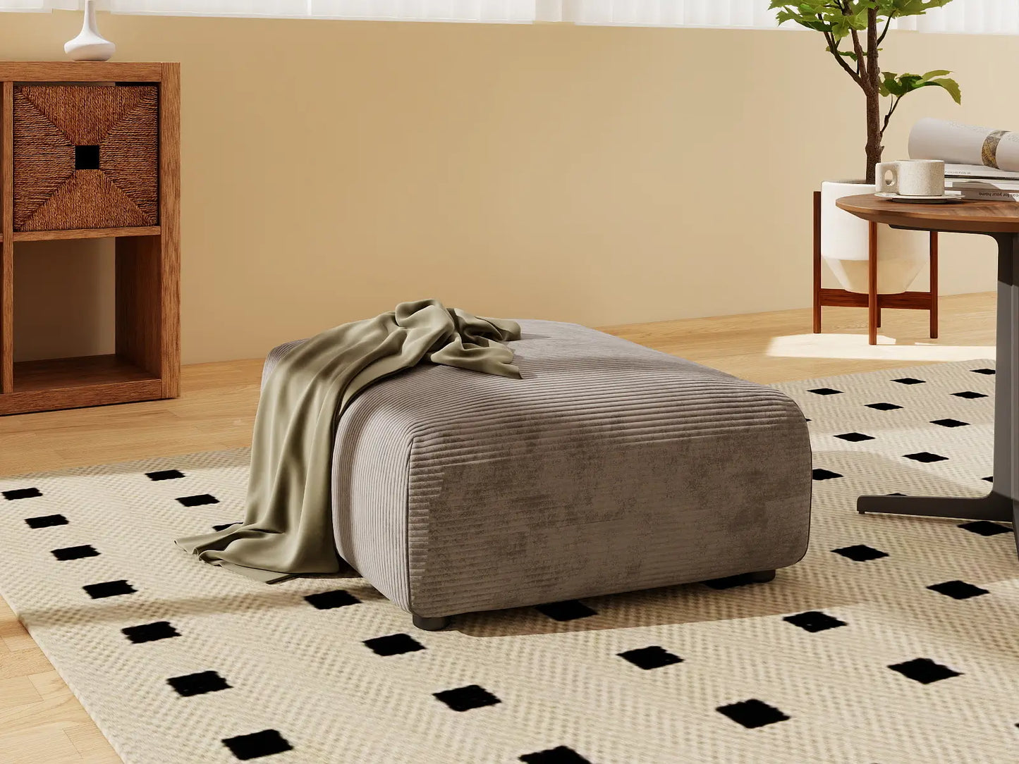 Matrix Modern Modular Sofas | 1-Piece Brown Corduroy Ottomans