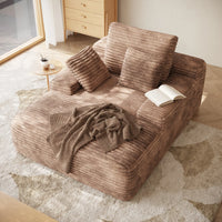 Essential Chaise Boneless Sofas | 1-Piece Corduroy Brown Single Sofa 1-Seater