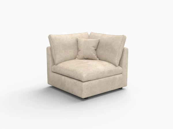 Deluxe Slope Cloud Sectional Sofa Covers | Khaki Chenille and Linen Sofa Cover for 1-Seater