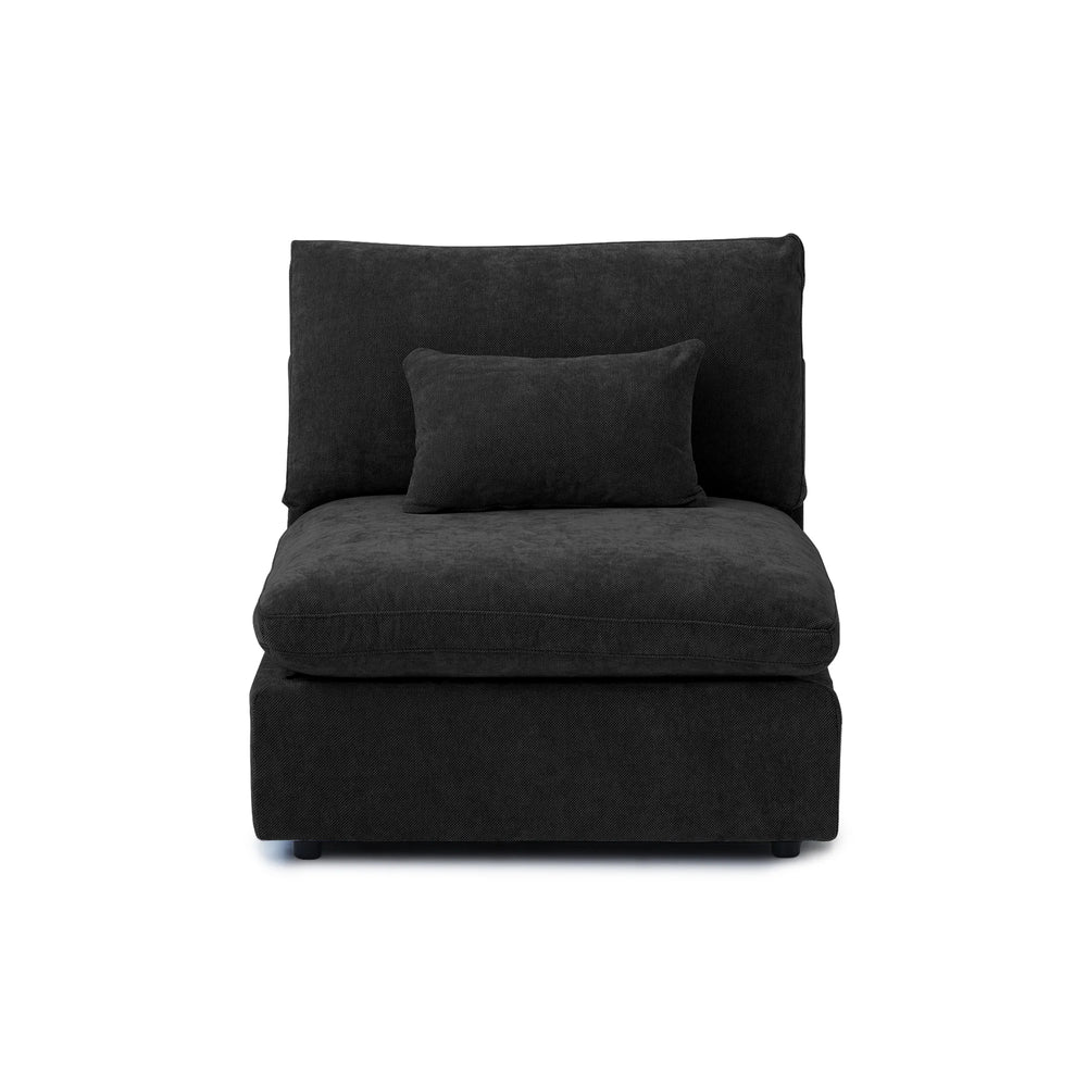Deluxe Slope Cloud Sectional Sofas | 1-Piece Linen Black Single Sofa 40" Adjustable Backrest Pillows 1-Seater