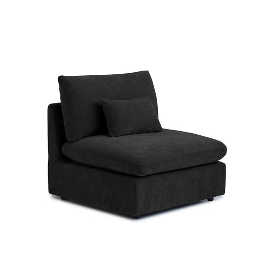 Deluxe Slope Cloud Sectional Sofas | 1-Piece Linen Black Single Sofa 40" Adjustable Backrest Pillows 1-Seater