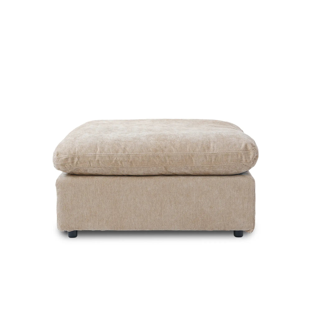 Deluxe Slope Cloud Sectional Sofas | 1-Piece Linen Khaki Ottoman