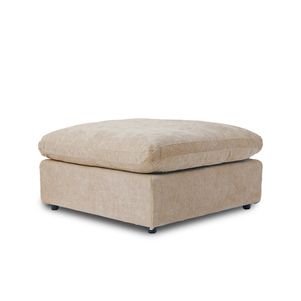 Deluxe Slope Cloud Sectional Sofas | 1-Piece Linen Khaki Ottoman