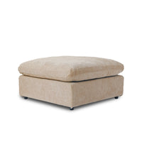 Deluxe Slope Cloud Sectional Sofas | 1-Piece Linen Khaki Ottoman