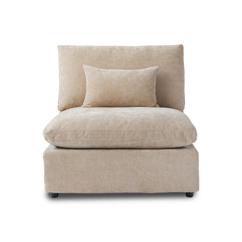 Deluxe Slope Cloud Sectional Sofas | 1-Piece Linen Khaki Single Sofa 1-Seater