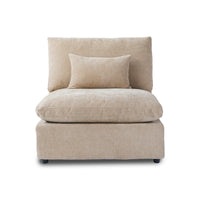 Deluxe Slope Cloud Sectional Sofas | 1-Piece Linen Khaki Single Sofa 1-Seater