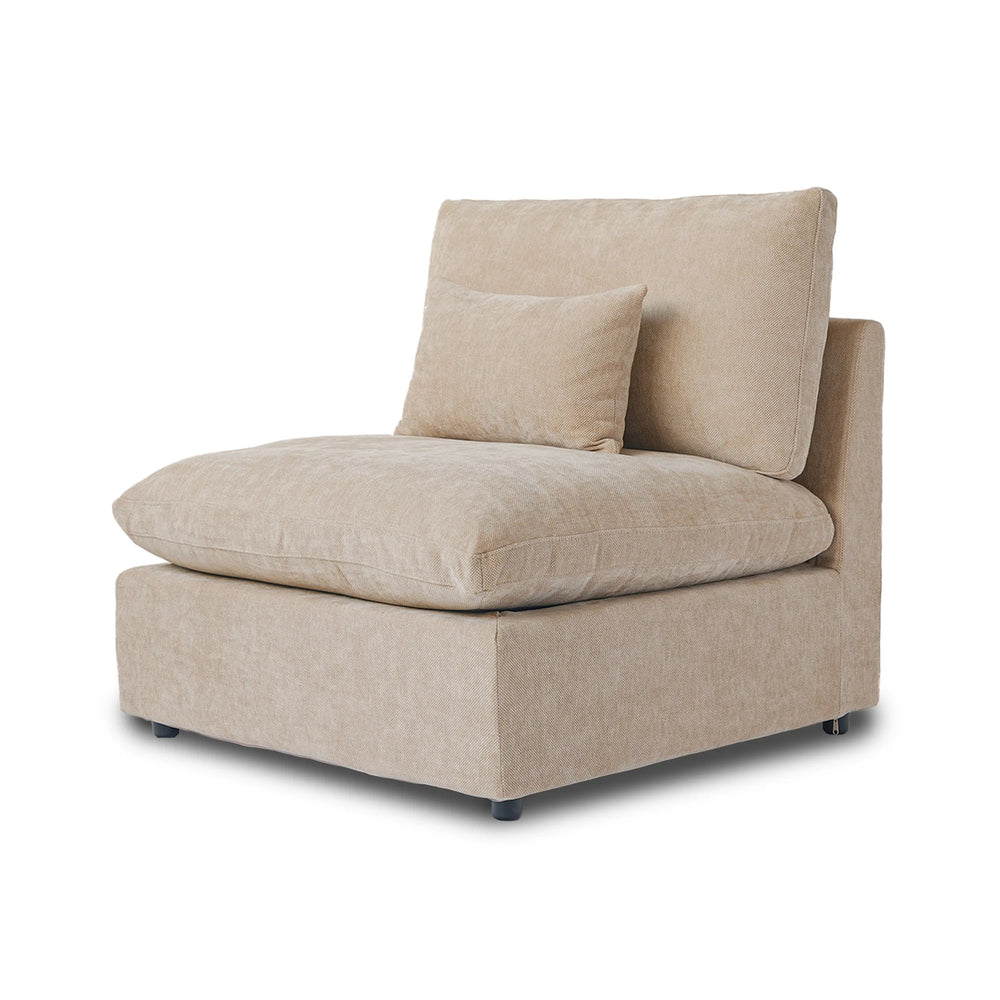 Deluxe Slope Cloud Sectional Sofas | 1-Piece Linen Khaki Single Sofa 1-Seater