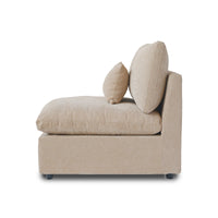 Deluxe Slope Cloud Sectional Sofas | 1-Piece Linen Khaki Single Sofa 1-Seater