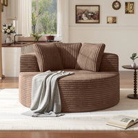 Sofás Essential Round Boneless | Sofá individual de una plaza en tela afelpada marrón