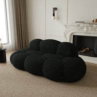 Essential Cloud Boneless Sofas | 1-Piece Teddy Velvet Black Loveseats 3-Seater