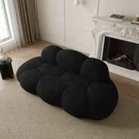 Essential Cloud Boneless Sofas | 1-Piece Teddy Velvet Black Loveseats 3-Seater