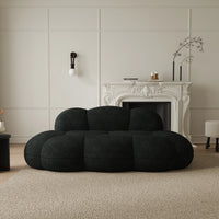 Essential Cloud Boneless Sofas | 1-Piece Teddy Velvet Black Loveseats 3-Seater