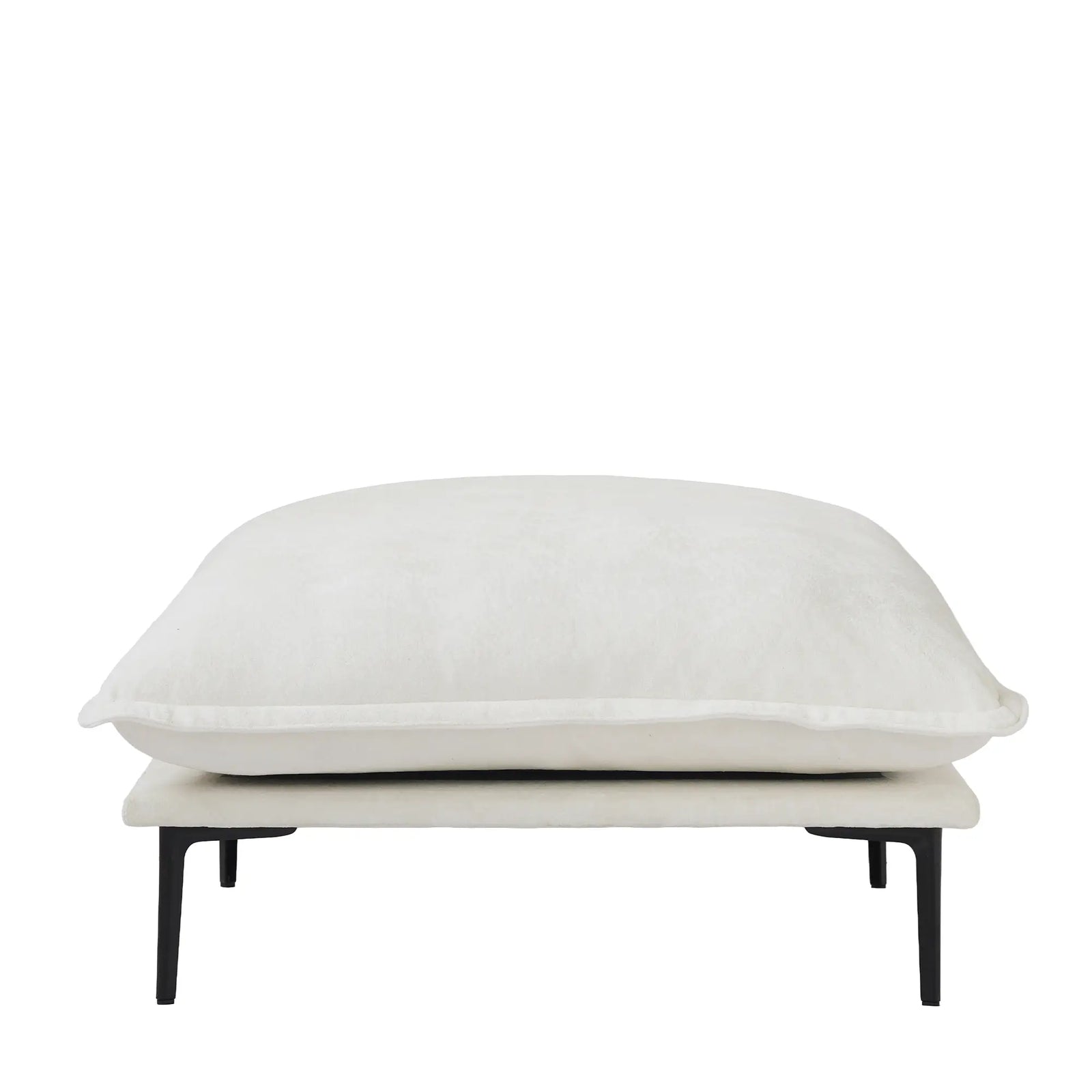 Deluxe Cloud Beige Modular Ottoman | 1-Piece, Velvet Fabric, Small Space