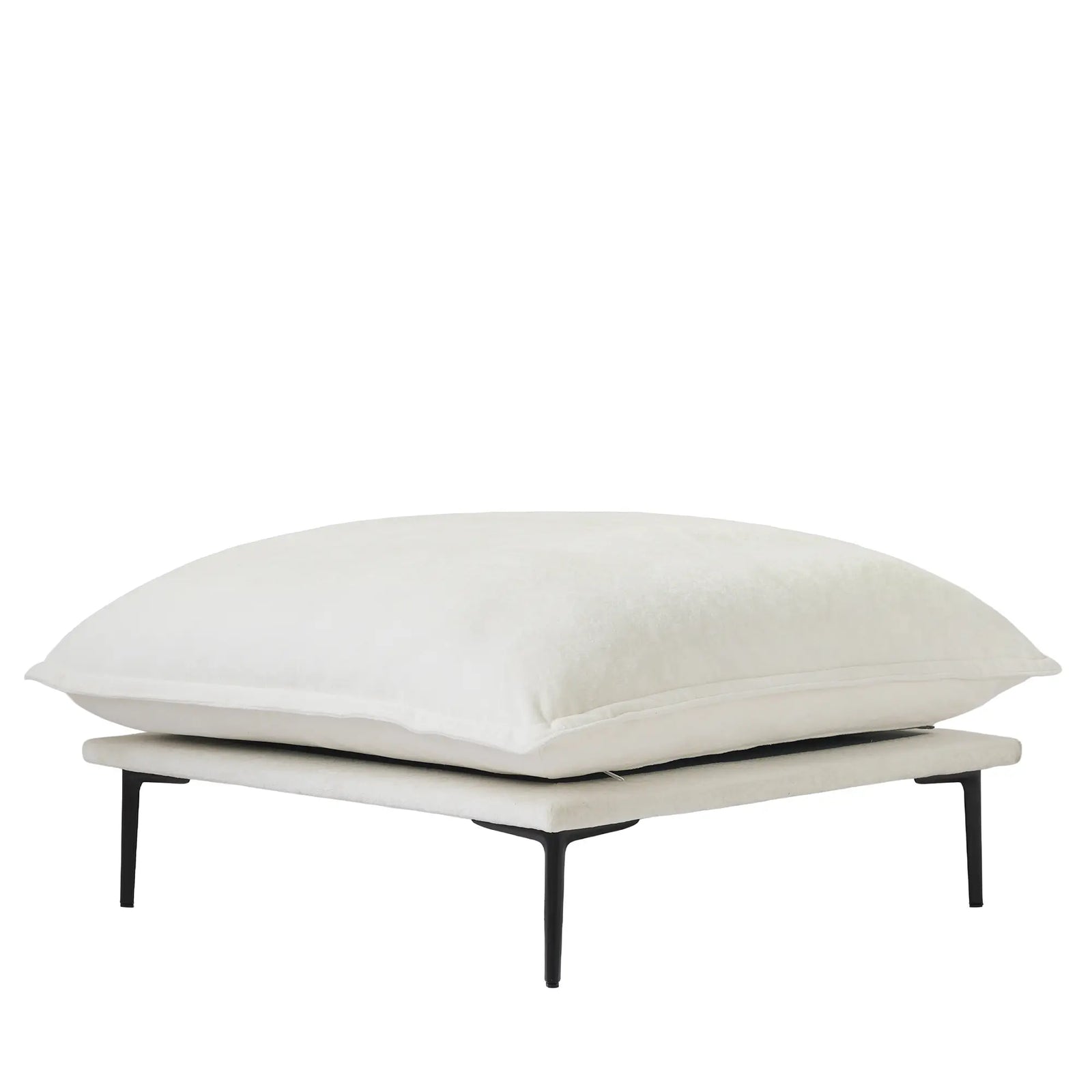 Deluxe Cloud Beige Modular Ottoman | 1-Piece, Velvet Fabric, Small Space