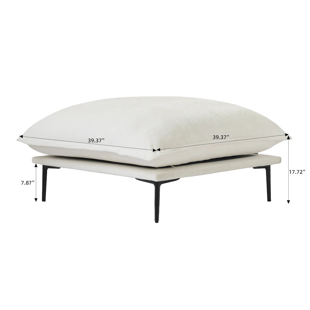 Deluxe Urban Cloud Sectional Sofas | 1-Piece Velvet Beige Ottoman