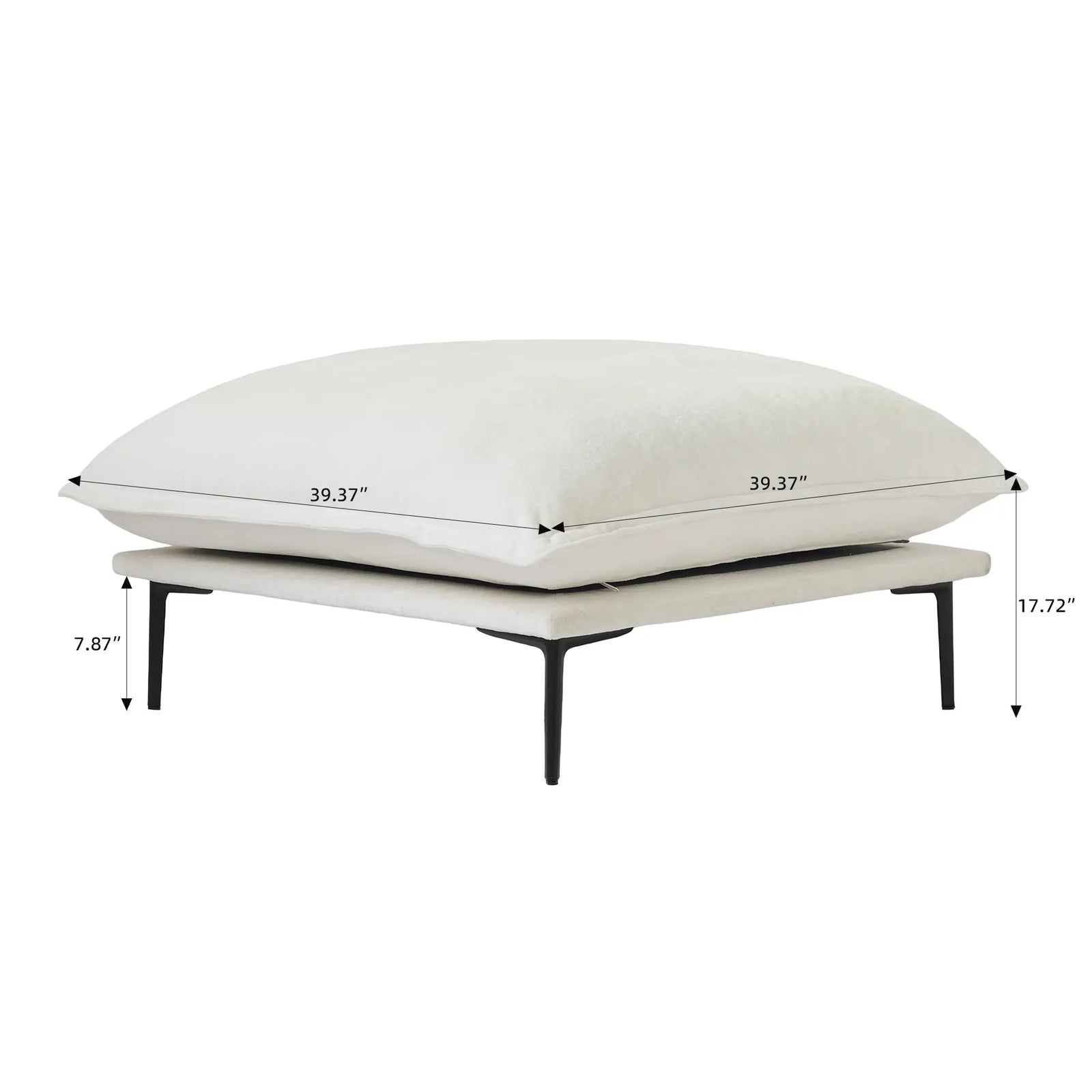 Deluxe Cloud Beige Modular Ottoman | 1-Piece, Velvet Fabric, Small Space