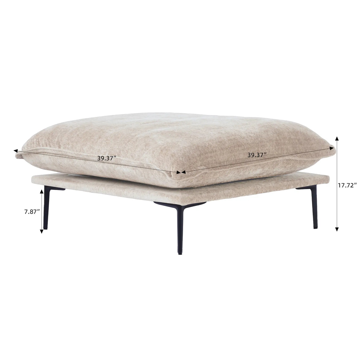 Otomana modular Deluxe Cloud Brown | 1 pieza, tela de terciopelo, ideal para apartamentos