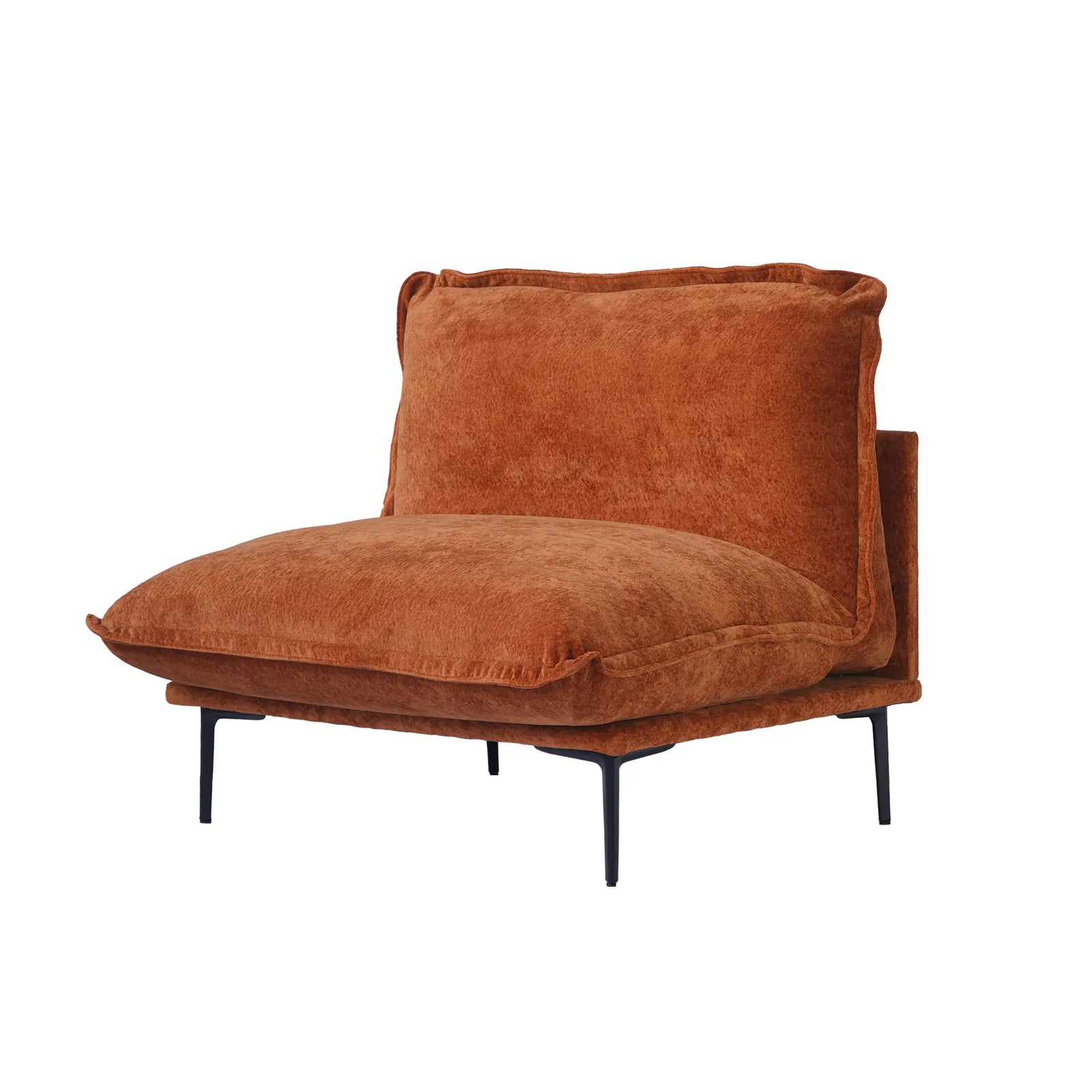 Sofá modular individual Deluxe Cloud de 1 plaza, color naranja | 1 pieza, tela de terciopelo, diseño compacto