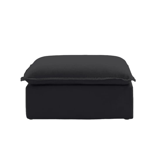 Deluxe Linen Cloud Sectional Sofas | 1-Piece Black Cotton and Linen Armless Single Sofa Ottoma