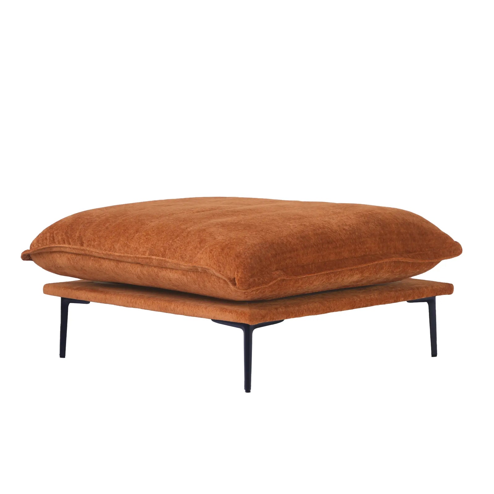 Otomana modular Deluxe color naranja nube | 1 pieza, tela de terciopelo, diseño compacto