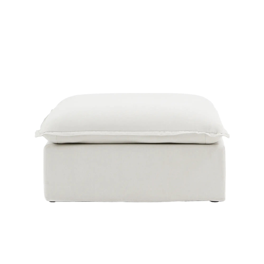 Deluxe Linen Cloud Sectional Sofas | 1-Piece White Cotton and Linen Armless Single Sofa Ottoma