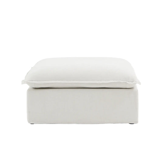 Deluxe Linen Cloud Sectional Sofas | 1-Piece White Cotton and Linen Armless Single Sofa Ottoma