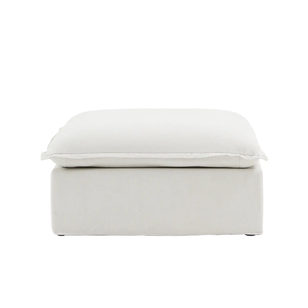 Sofás seccionales Cloud de lino de lujo | Sofá individual otomano de una pieza, sin brazos, de algodón y lino blanco