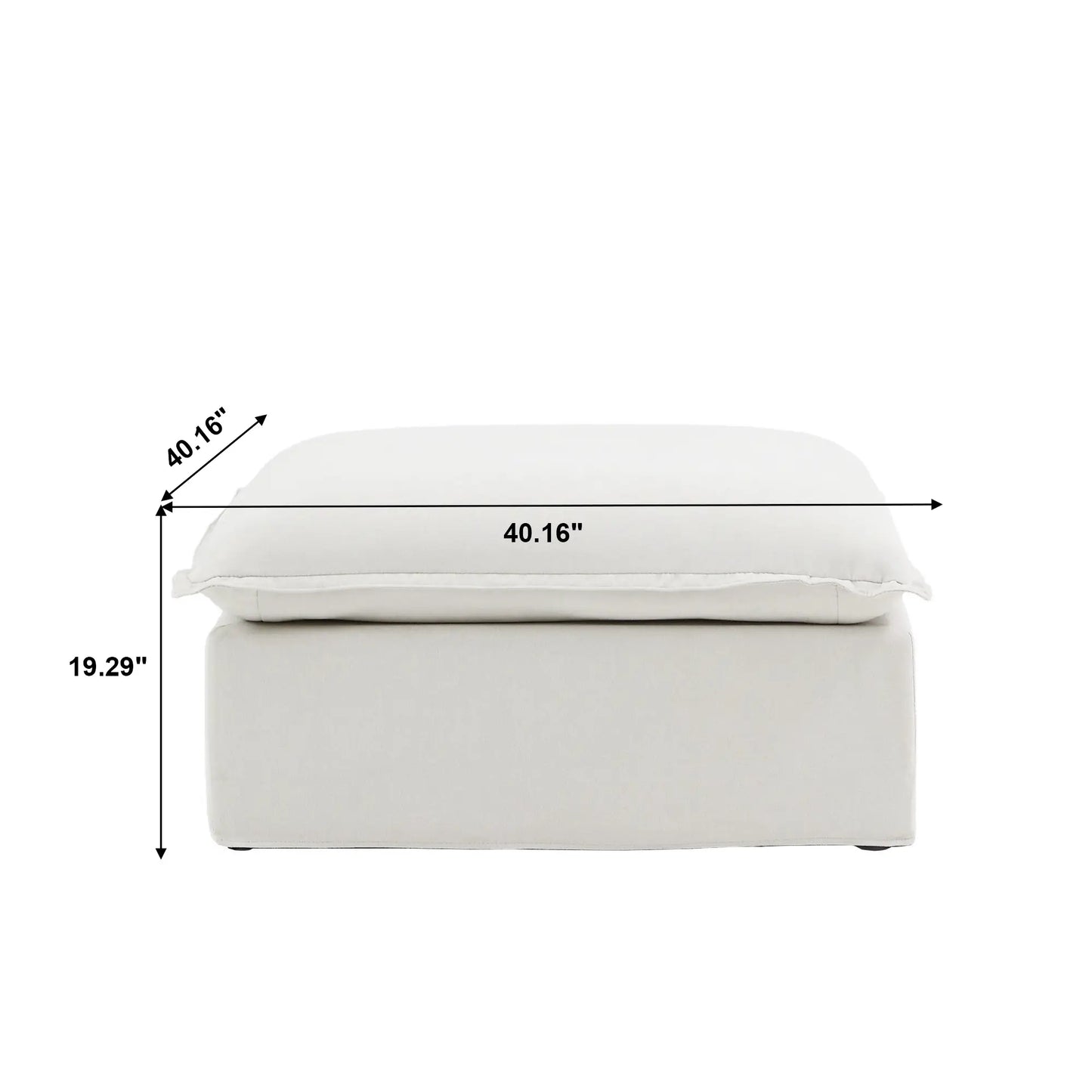 Deluxe Linen Cloud Sectional Sofas | 1-Piece White Cotton and Linen Armless Single Sofa Ottoma