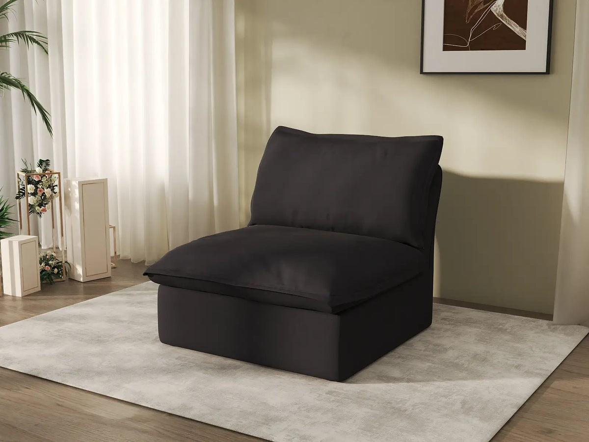 Deluxe Cloud 1-Seater Black Washable Single Sofa | 1-Piece, Linen and Cotton Fabric, Modular Design
