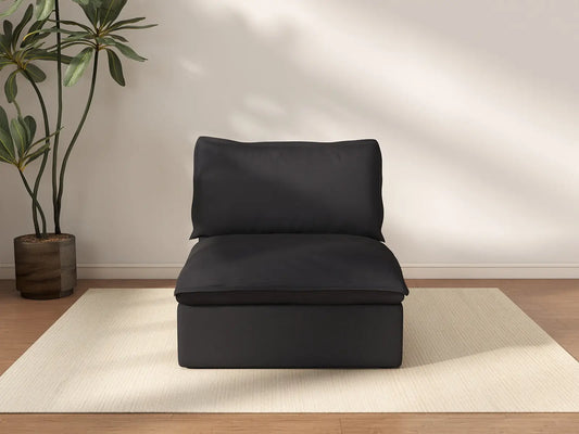 Deluxe Cloud 1-Seater Black Washable Single Sofa | 1-Piece, Linen and Cotton Fabric, Modular Design