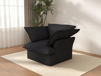 Deluxe Cloud 1-Seater Black Washable Single Sofa | 1-Piece, Linen and Cotton Fabric, Modular Design