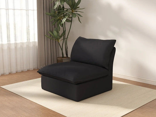 Deluxe Cloud 1-Seater Black Washable Single Sofa | 1-Piece, Linen and Cotton Fabric, Modular Design