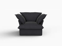 Deluxe Linen Cloud Sectional Sofas Covers | Black Cotton and Linen Sofa Cover for Single Seat