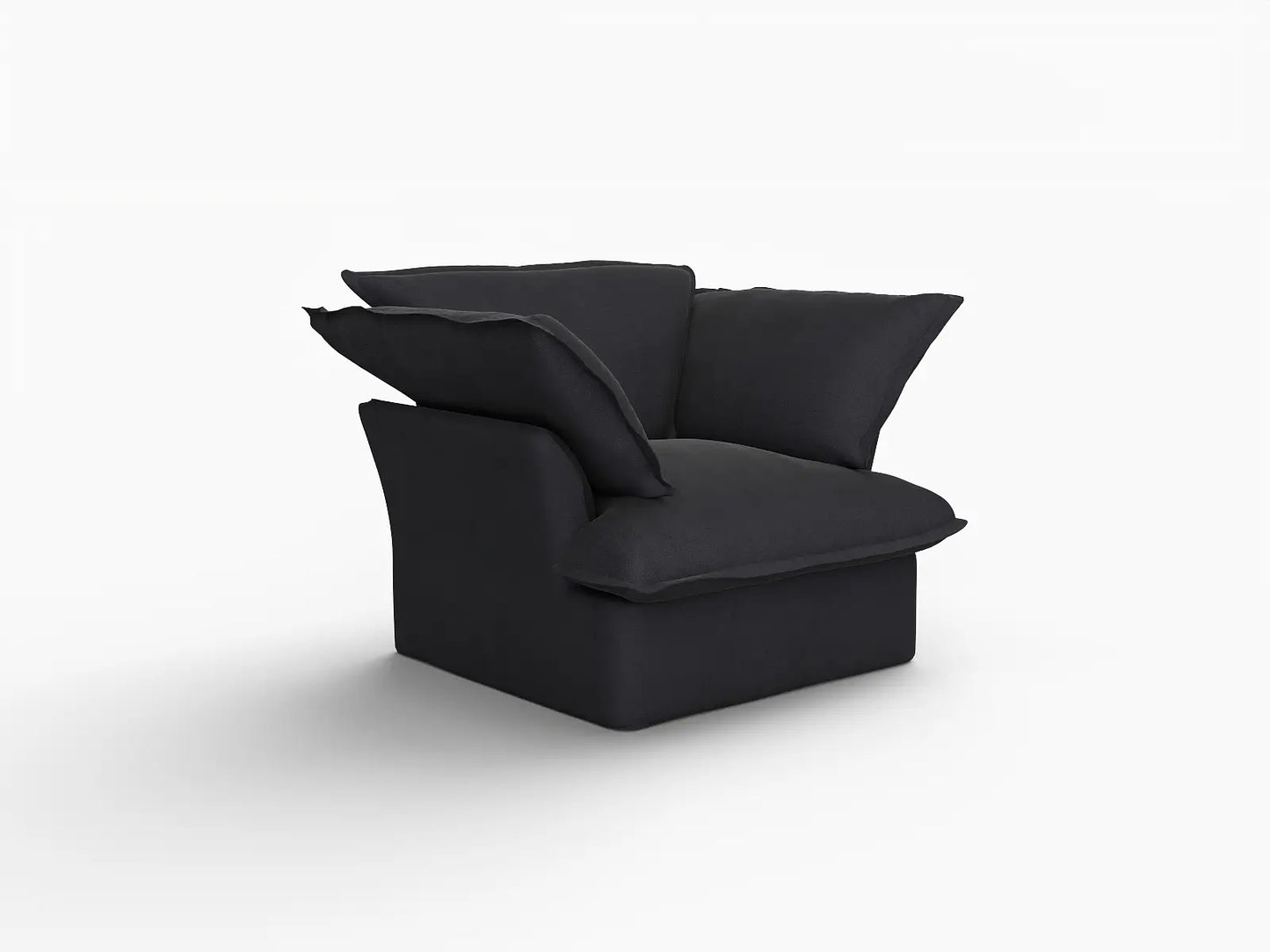 Deluxe Linen Cloud Sectional Sofas Covers | Black Cotton and Linen Sofa Cover for Single Seat