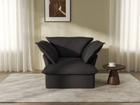 Deluxe Cloud 1-Seater Black Washable Single Sofa | 1-Piece, Linen and Cotton Fabric, Modular Design