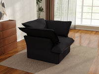 Deluxe Linen Cloud Sectional Sofas Covers | Black Cotton and Linen Sofa Cover for Single Seat