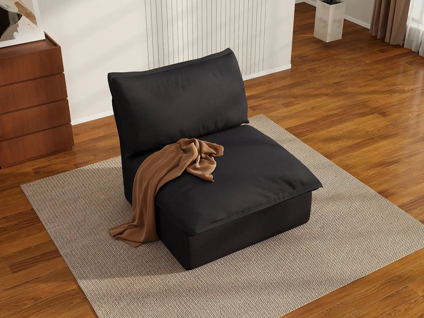 Deluxe Linen Cloud Sectional Sofas Covers | Black Cotton and Linen Sofa Cover for Middle