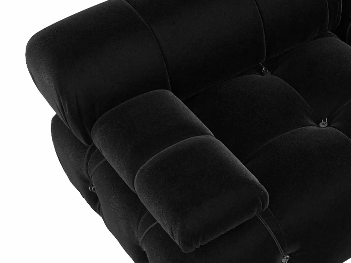 Éther Black 4-Seater Pit Sectionals | 8-Piece (includes 4 ottomans), Velvet Fabric, Fixed Upholstery