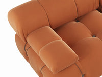 Éther Orange 3-Seater Pit Sectionals | 6-Piece (includes 3 ottomans), Velvet Fabric, Fixed Upholstery