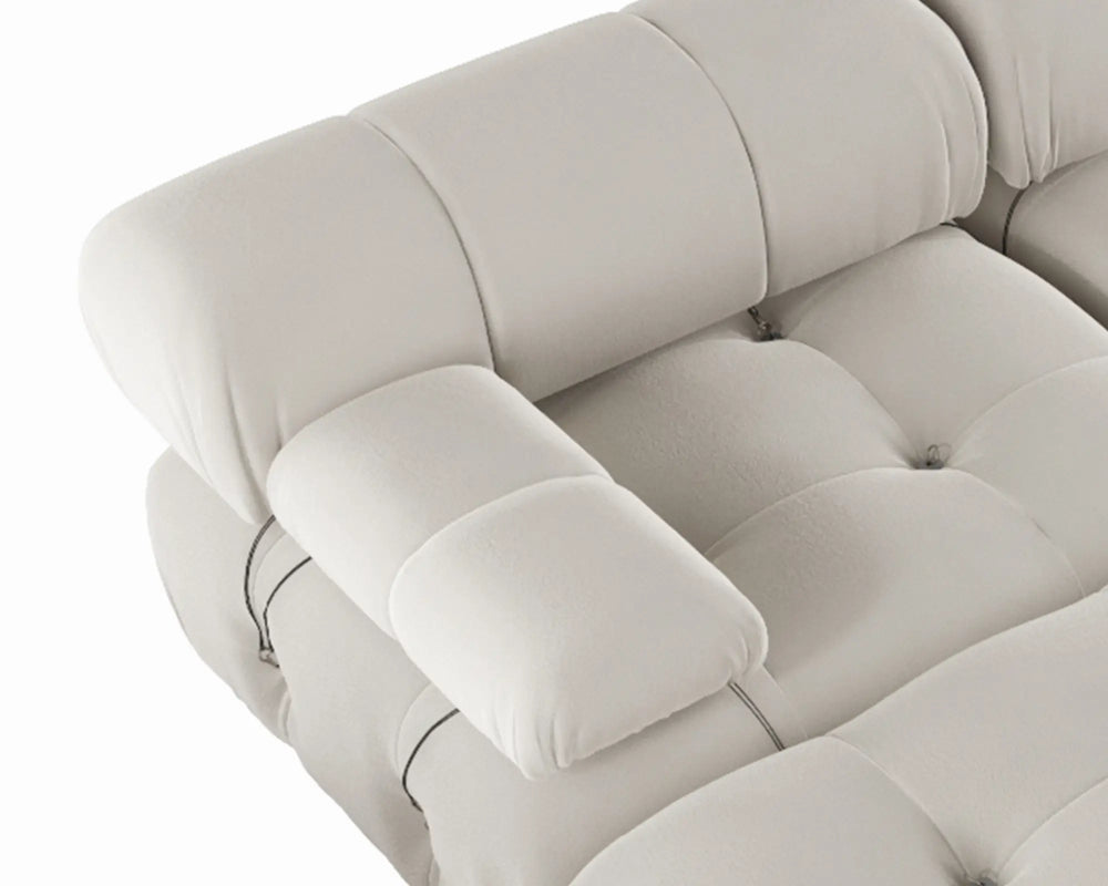 Matrix Minimalist Modular Sofas | Beige Velvet Couch Sectionals 4-seaters With 2 Ottoman