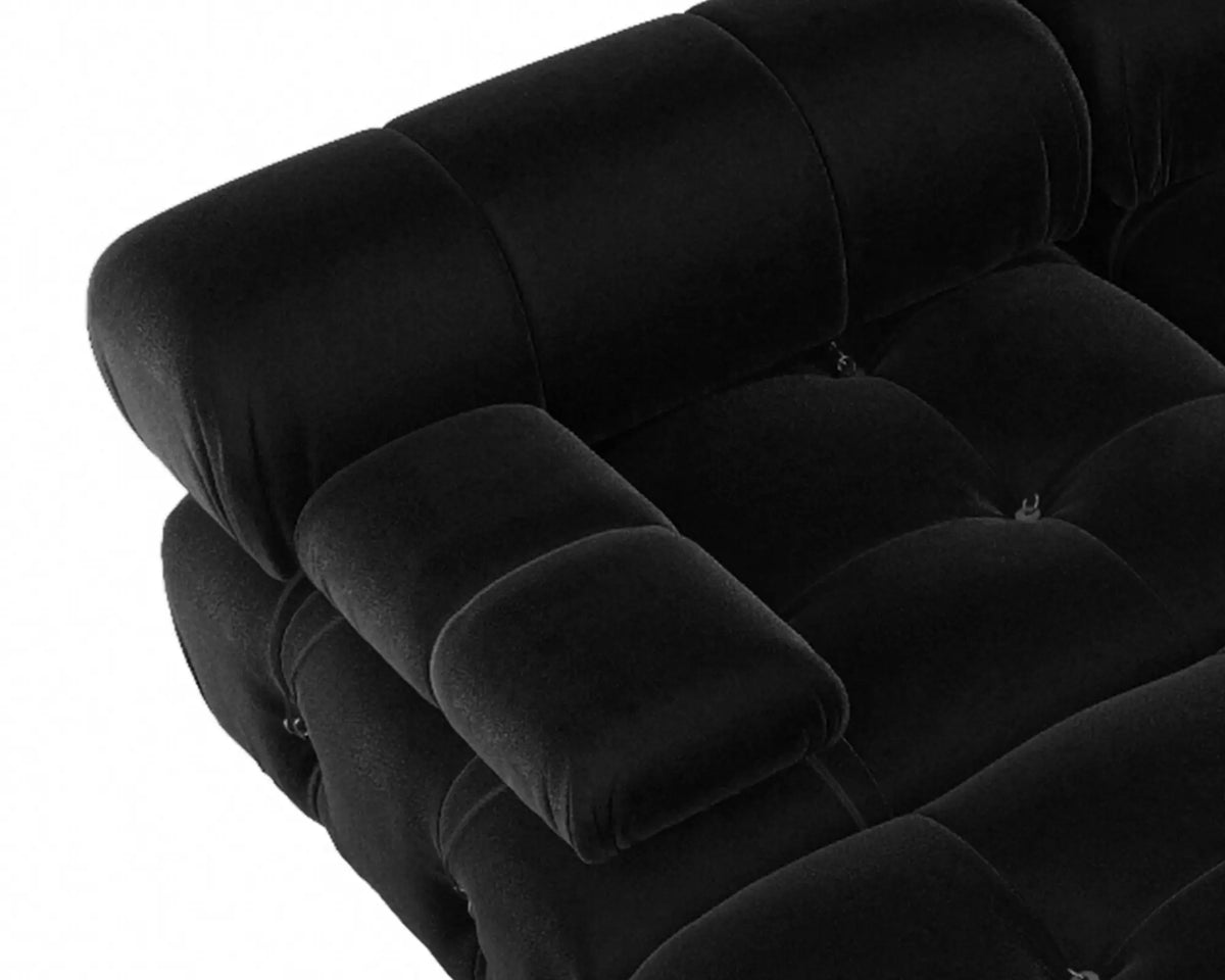 Matrix 4-Seater Black Modular Couch Sectional | 4-Piece, Velvet Fabric, Large Space