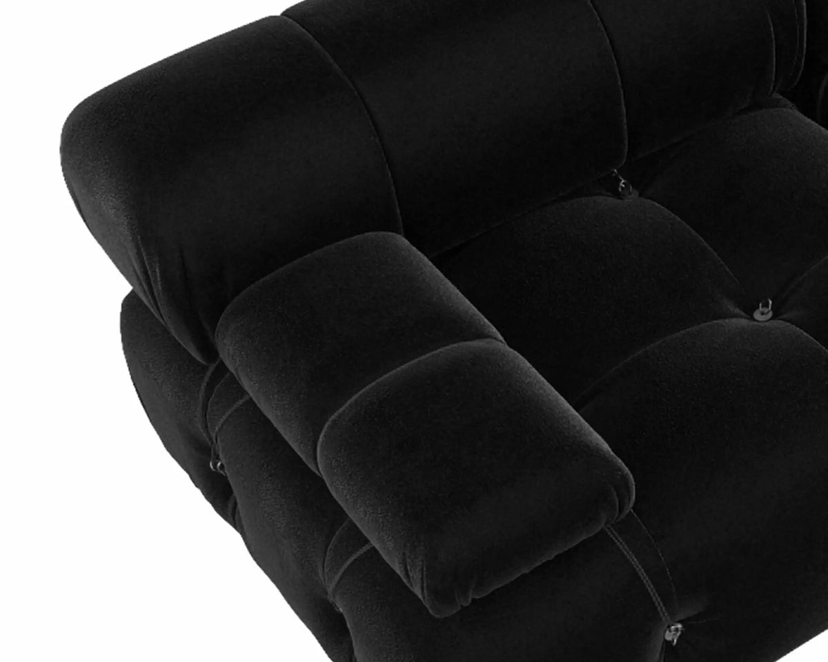 Matrix 4-Seater Black Modular Couch Sectional | 4-Piece, Velvet Fabric, Large Space